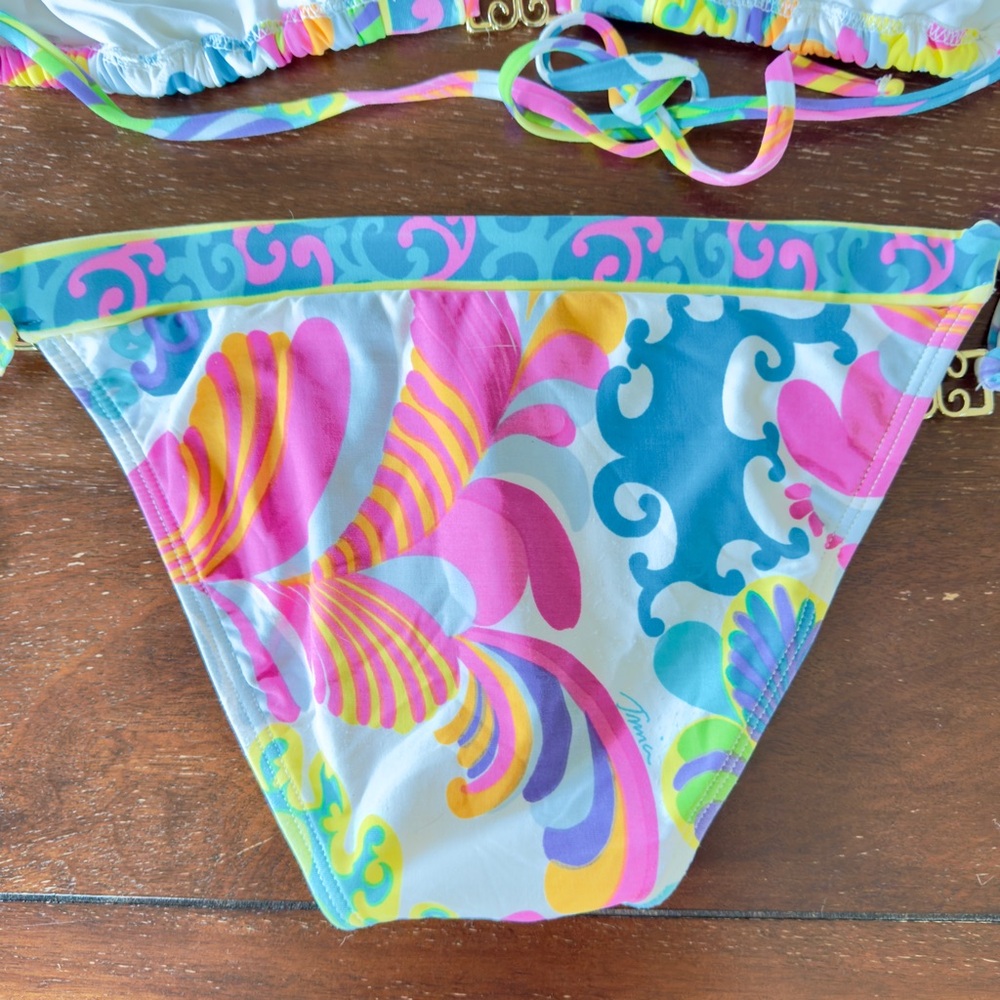 Trina Turk 2 Piece Multi Patterned Bikini With Gold Embellishments - Picture 5 of 12